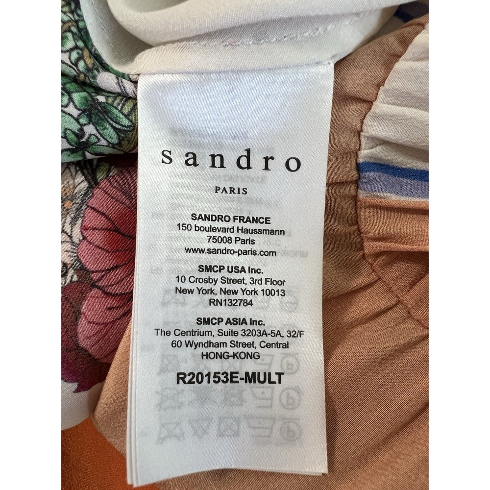 Ladies Sandro 100% Silk Floral Wrap Dress Kimono Midi Size Eu 36 UK 8 - Picture 11 of 16